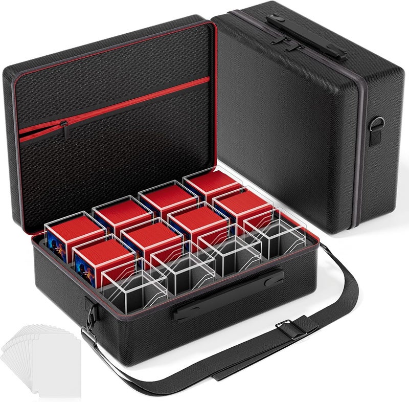 Proijeut Card Deck Box with Portable Case, 12 Pack Clear Commander Deck Box with 12 Dividers, Holds 1200+ Double Sleeved Cards, Fit for MTG, YuGiOh, TCG - Image 1